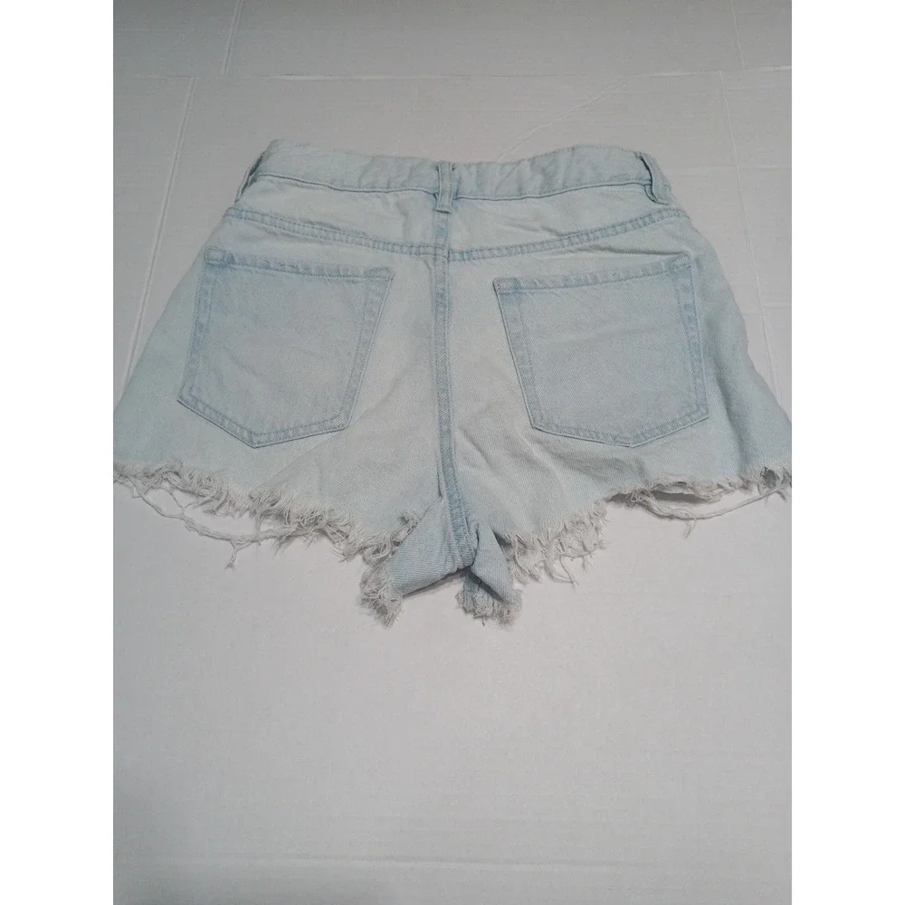 PacSun‎ High Rise Festival Denim Shorts Size 26 Light Wash Distressed Cutoff